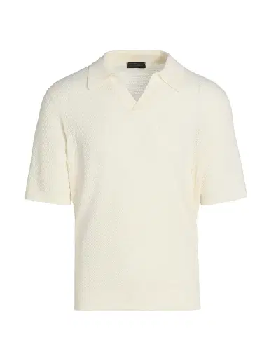 Saks Fifth Avenue Men's Waffled Cotton Johnny Collar Sweater - White - Size XXL | Thumbnail 1 Saks Fifth Avenue Men's Waffled Cotton Johnny Collar Sweater - White - Size XXL | Thumbnail 1