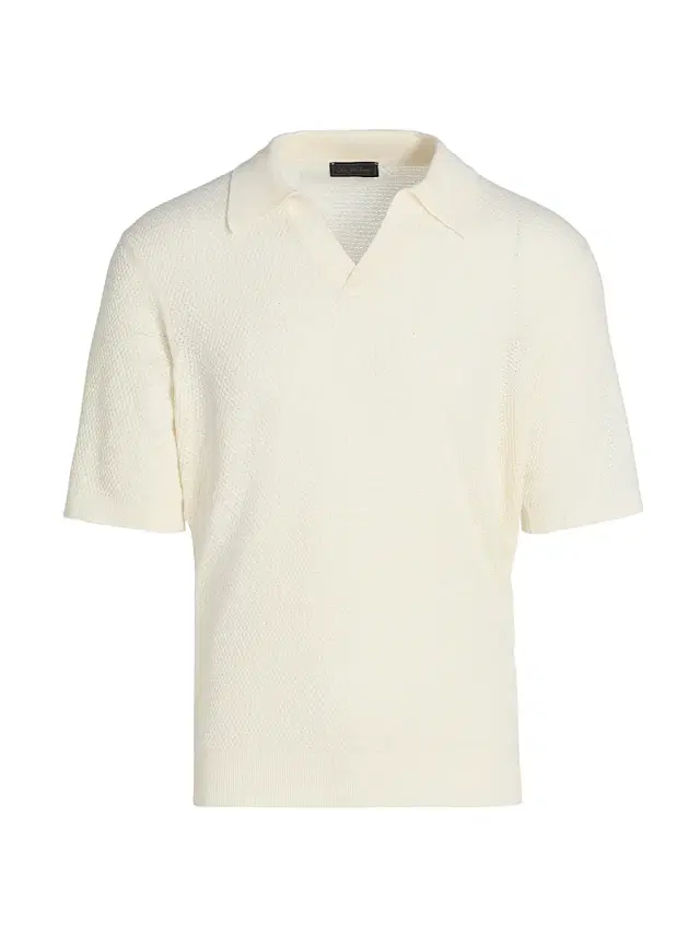 Saks Fifth Avenue Men's Waffled Cotton Johnny Collar Sweater - White