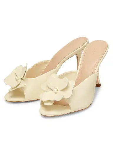 22élevé Women's 90MM Floral Appliqué Leather Mules - Canolli Cream - Size 12 | Thumbnail 2