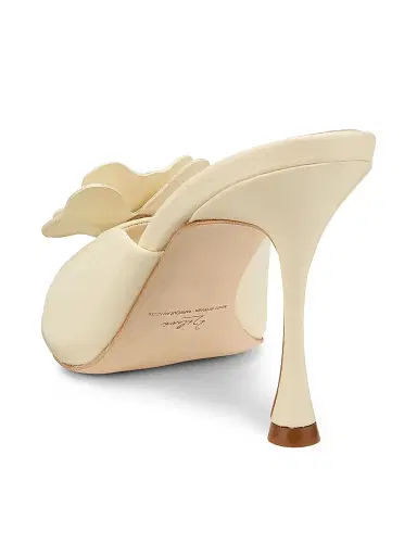22élevé Women's 90MM Floral Appliqué Leather Mules - Canolli Cream - Size 12 | Thumbnail 3