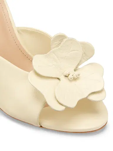22élevé Women's 90MM Floral Appliqué Leather Mules - Canolli Cream - Size 12 | Thumbnail 5
