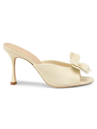 22élevé Women's 90MM Floral Appliqué Leather Mules - Canolli Cream - Size 12 | Thumbnail 1