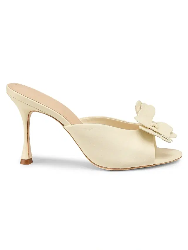 22élevé Women's 90MM Floral Appliqué Leather Mules - Canolli Cream - Size 12
