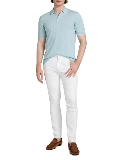 Saks Fifth Avenue Men's Wool Mouliné Polo Shirt - Blue White - Size XL | Thumbnail 2 Saks Fifth Avenue Men's Wool Mouliné Polo Shirt - Blue White - Size XL | Thumbnail 2