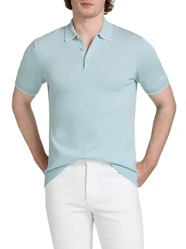 Saks Fifth Avenue Men's Wool Mouliné Polo Shirt - Blue White - Size XL | Thumbnail 3 Saks Fifth Avenue Men's Wool Mouliné Polo Shirt - Blue White - Size XL | Thumbnail 3