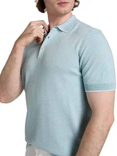 Saks Fifth Avenue Men's Wool Mouliné Polo Shirt - Blue White - Size XL | Thumbnail 6 Saks Fifth Avenue Men's Wool Mouliné Polo Shirt - Blue White - Size XL | Thumbnail 6