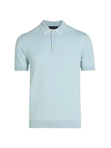 Saks Fifth Avenue Men's Wool Mouliné Polo Shirt - Blue White - Size XL | Thumbnail 1 Saks Fifth Avenue Men's Wool Mouliné Polo Shirt - Blue White - Size XL | Thumbnail 1