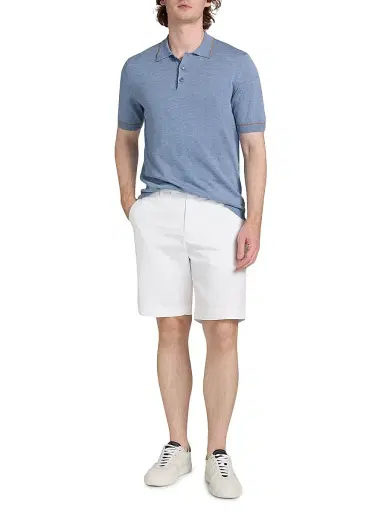 Saks Fifth Avenue Men's COLLECTION Tipped Linen-Cotton Knit Polo Shirt - Azzurro - Size XXL | Thumbnail 2 Saks Fifth Avenue Men's COLLECTION Tipped Linen-Cotton Knit Polo Shirt - Azzurro - Size XXL | Thumbnail 2