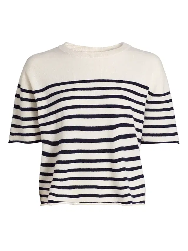 Lisa Yang Women's Cila Striped Cashmere Relaxed-Fit T-Shirt - Cream Navy