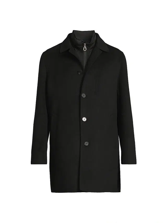 Men's Alfredo Wool Layered Car Coat - Black
