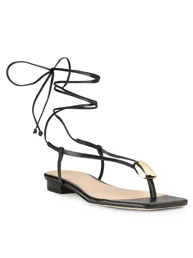 22élevé Women's Leather Ankle-Wrap Sandals - Black - Size 12 | Thumbnail 2