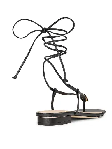 22élevé Women's Leather Ankle-Wrap Sandals - Black - Size 12 | Thumbnail 3