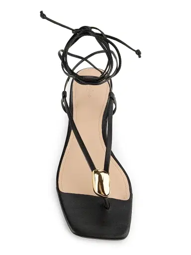 22élevé Women's Leather Ankle-Wrap Sandals - Black - Size 12 | Thumbnail 4