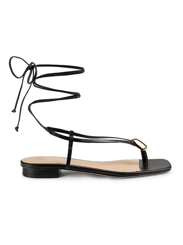 22élevé Women's Leather Ankle-Wrap Sandals - Black