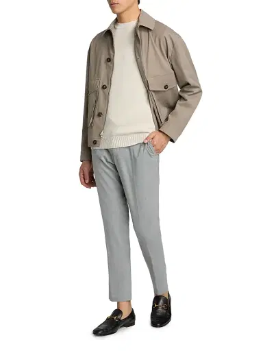 Saks Fifth Avenue Men's Garment-Dyed Crewneck Sweater - Cream - Size XXL | Thumbnail 2