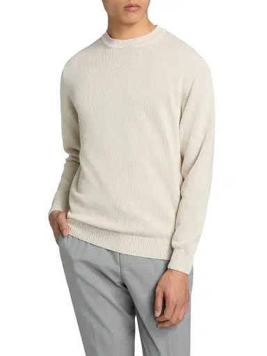 Saks Fifth Avenue Men's Garment-Dyed Crewneck Sweater - Cream - Size XXL | Thumbnail 3