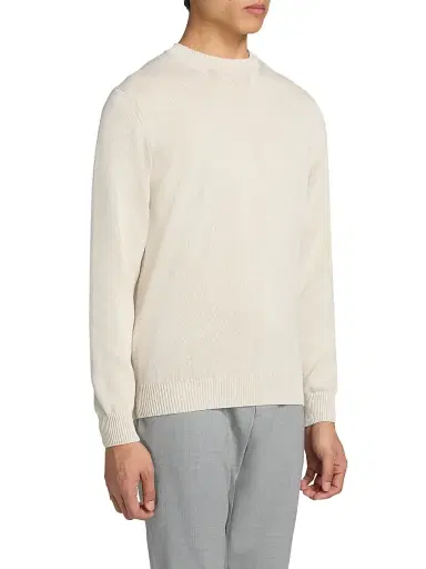 Saks Fifth Avenue Men's Garment-Dyed Crewneck Sweater - Cream - Size XXL | Thumbnail 4