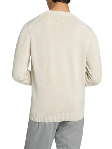 Saks Fifth Avenue Men's Garment-Dyed Crewneck Sweater - Cream - Size XXL | Thumbnail 5