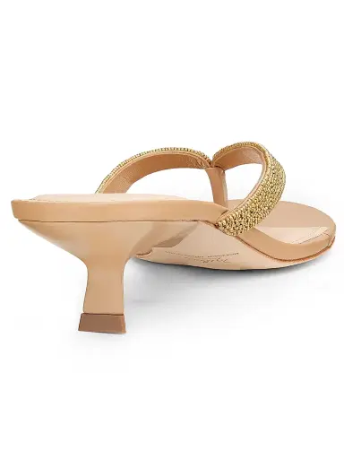 22élevé Women's 40MM Beaded Leather Thong Sandals - Gold Leaf - Size 11 | Thumbnail 3