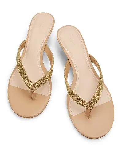 22élevé Women's 40MM Beaded Leather Thong Sandals - Gold Leaf - Size 11 | Thumbnail 4