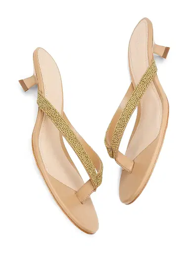 22élevé Women's 40MM Beaded Leather Thong Sandals - Gold Leaf - Size 11 | Thumbnail 6