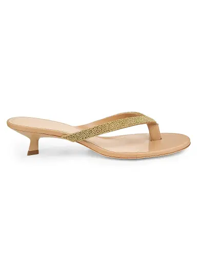 22élevé Women's 40MM Beaded Leather Thong Sandals - Gold Leaf - Size 11 | Thumbnail 1