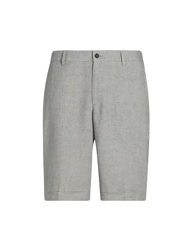 Saks Fifth Avenue Men's Linen Straight-Cut Chino Shorts - Grey