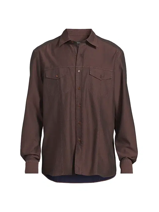 Men's Cotton Poplin Shirt - Dark Blue Dark Wash