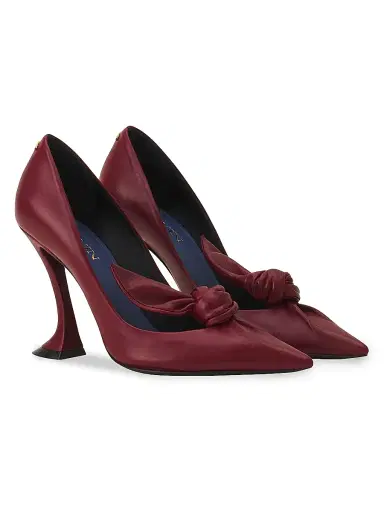 Lanvin Women's Midnight Step Leather Bow Pumps - Bacchus | Thumbnail 2