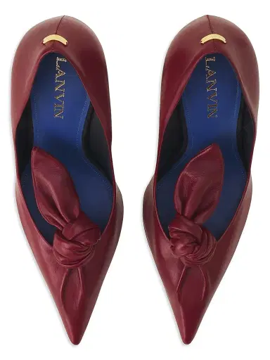 Lanvin Women's Midnight Step Leather Bow Pumps - Bacchus | Thumbnail 4