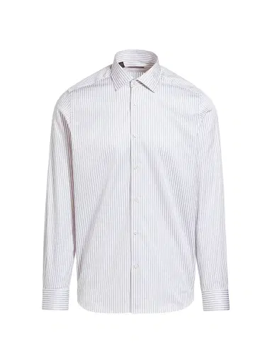 Saks Fifth Avenue Men's Striped Cotton Poplin Button-Front Shirt - Grey - Size XXL | Thumbnail 1