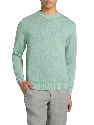 Saks Fifth Avenue Men's Garment-Dyed Crewneck Sweater - Mint Green - Size XXL | Thumbnail 3