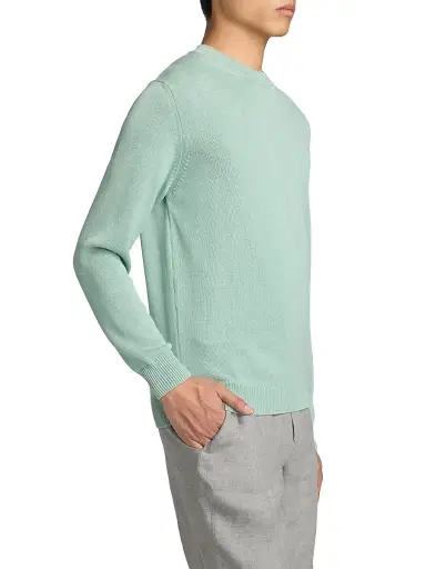 Saks Fifth Avenue Men's Garment-Dyed Crewneck Sweater - Mint Green - Size XXL | Thumbnail 4