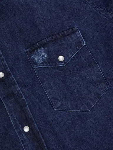 Sartorio Napoli Men's Denim Snap-Front Shirt | Thumbnail 3