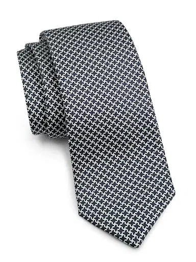 Kiton Men's Houndstooth Silk Tie | Thumbnail 1 Kiton Men's Houndstooth Silk Tie | Thumbnail 1
