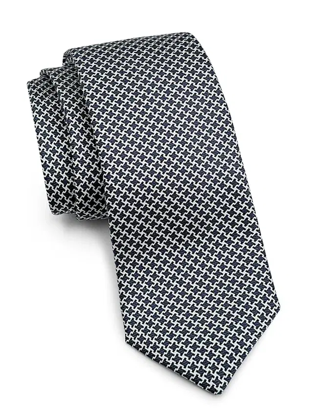 Men's Houndstooth Silk Tie - Blue
