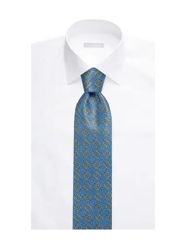 Stefano Ricci Men's Luxury Geometric Silk Tie - Gold Light Blue | Thumbnail 2 Stefano Ricci Men's Luxury Geometric Silk Tie - Gold Light Blue | Thumbnail 2