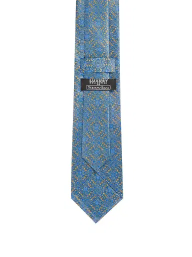 Stefano Ricci Men's Luxury Geometric Silk Tie - Gold Light Blue | Thumbnail 3 Stefano Ricci Men's Luxury Geometric Silk Tie - Gold Light Blue | Thumbnail 3