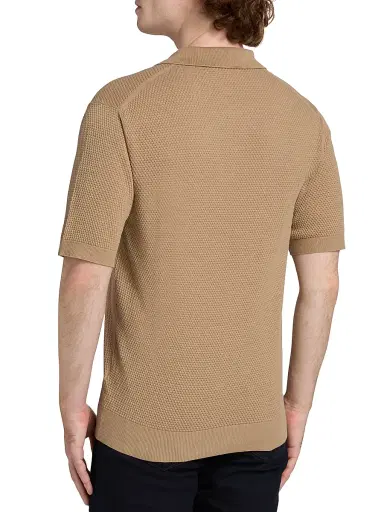 Saks Fifth Avenue Men's Waffled Cotton Johnny Collar Sweater - Brown - Size XXL | Thumbnail 5