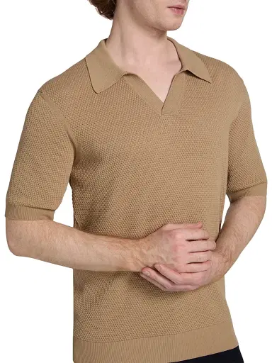 Saks Fifth Avenue Men's Waffled Cotton Johnny Collar Sweater - Brown - Size XXL | Thumbnail 6