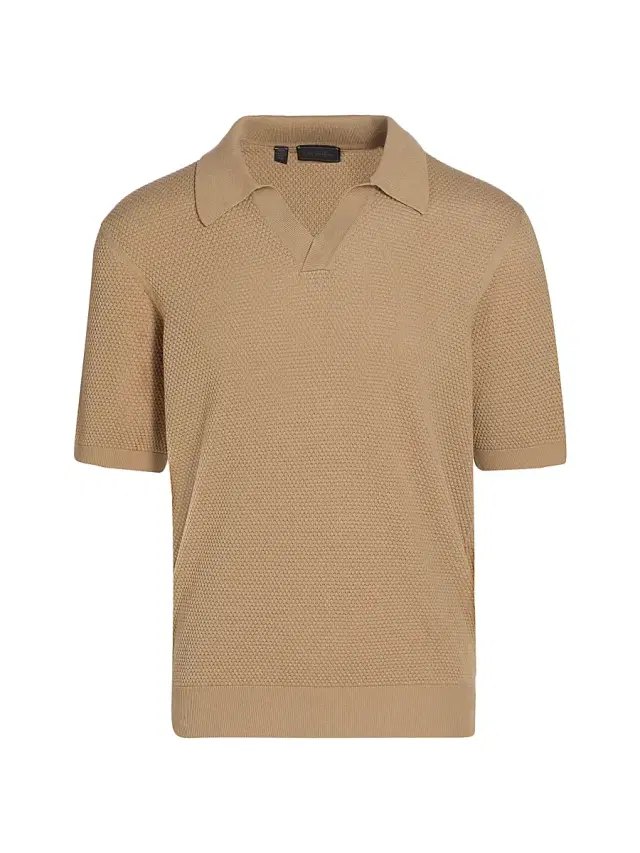 Saks Fifth Avenue Men's Waffled Cotton Johnny Collar Sweater - Brown