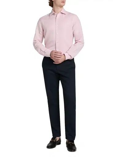 Saks Fifth Avenue Men's COLLECTION Cotton-Linen Shirt - Pink - Size XXL | Thumbnail 2