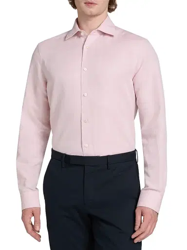 Saks Fifth Avenue Men's COLLECTION Cotton-Linen Shirt - Pink - Size XXL | Thumbnail 3