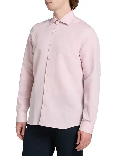 Saks Fifth Avenue Men's COLLECTION Cotton-Linen Shirt - Pink - Size XXL | Thumbnail 4