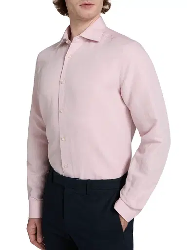 Saks Fifth Avenue Men's COLLECTION Cotton-Linen Shirt - Pink - Size XXL | Thumbnail 6