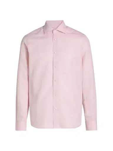 Saks Fifth Avenue Men's COLLECTION Cotton-Linen Shirt - Pink - Size XXL | Thumbnail 1