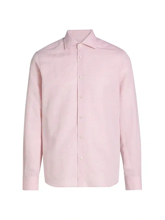 Men's COLLECTION Cotton-Linen Shirt - Pink
