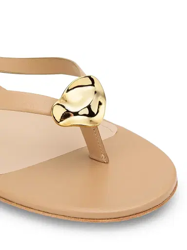 22élevé Women's 40MM Leather Kitten-Heel Sandals - Gold Leaf - Size 10.5 | Thumbnail 5
