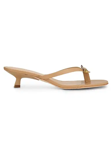 22élevé Women's 40MM Leather Kitten-Heel Sandals - Gold Leaf - Size 10.5 | Thumbnail 1