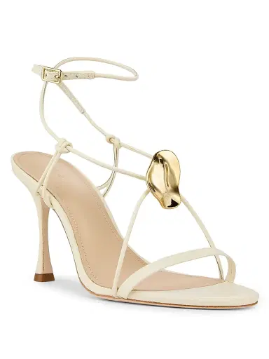 22élevé Women's 90MM Leather Sandals - Canolli Cream | Thumbnail 2